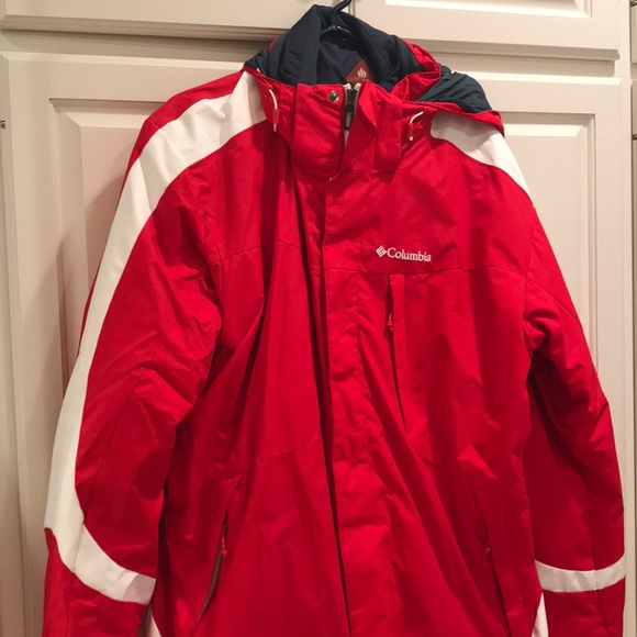 columbia omni heat red jacket